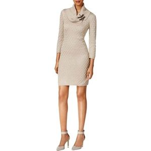 Calvin Klein Womens Beige Cowl Neck Sweaterdress